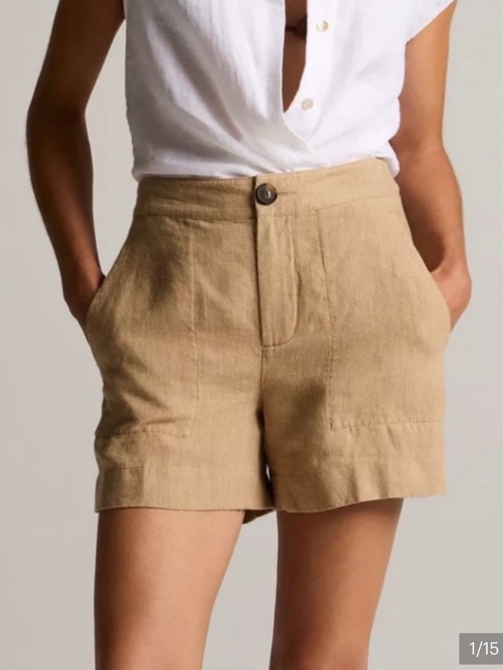 Beautiful!! Vince Camel/Tan Linen-Blend Tailored Shorts - Size 4